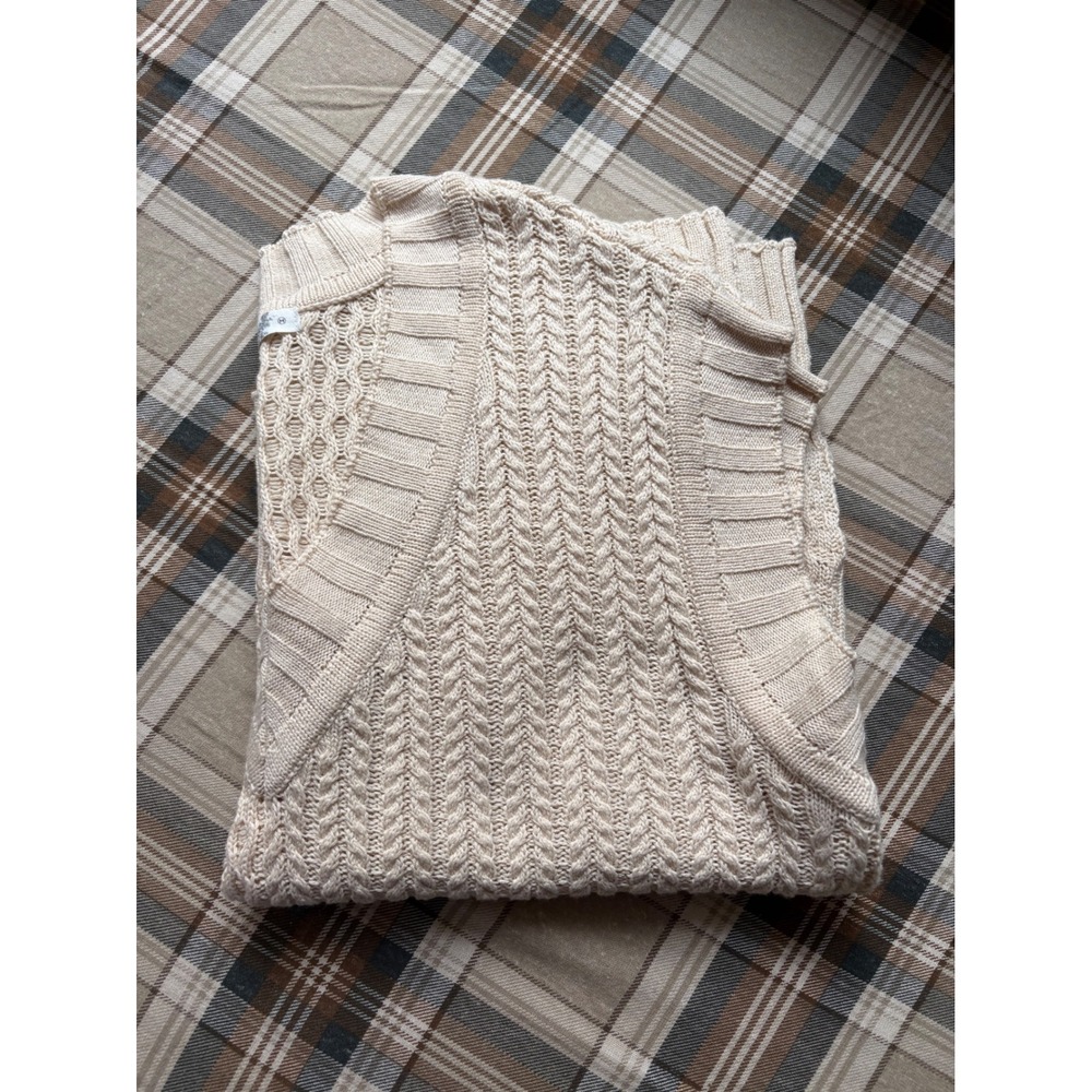 Altar'd State Cream Cable Knit Sweater Vest V-Neck Sleeveless Boho Beige Medium - Picture 8 of 8